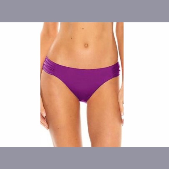 NEW Becca Color Code Shirred Bikini Bottoms in Purple [ SZ Large ]‎ - Picture 1 of 9